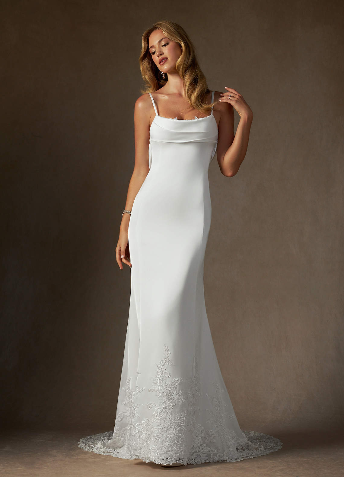 Diamond White Fit and Flare Stretch Satin Dress