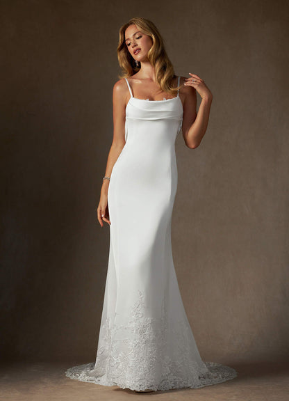 Diamond White Fit and Flare Stretch Satin Dress
