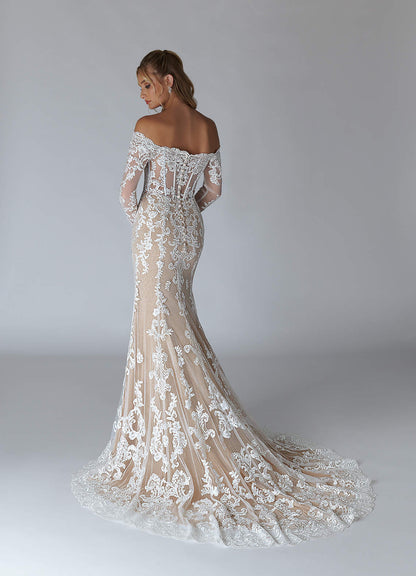 Diamond White Nude A-Line V-Neck Sequins Tulle Dress