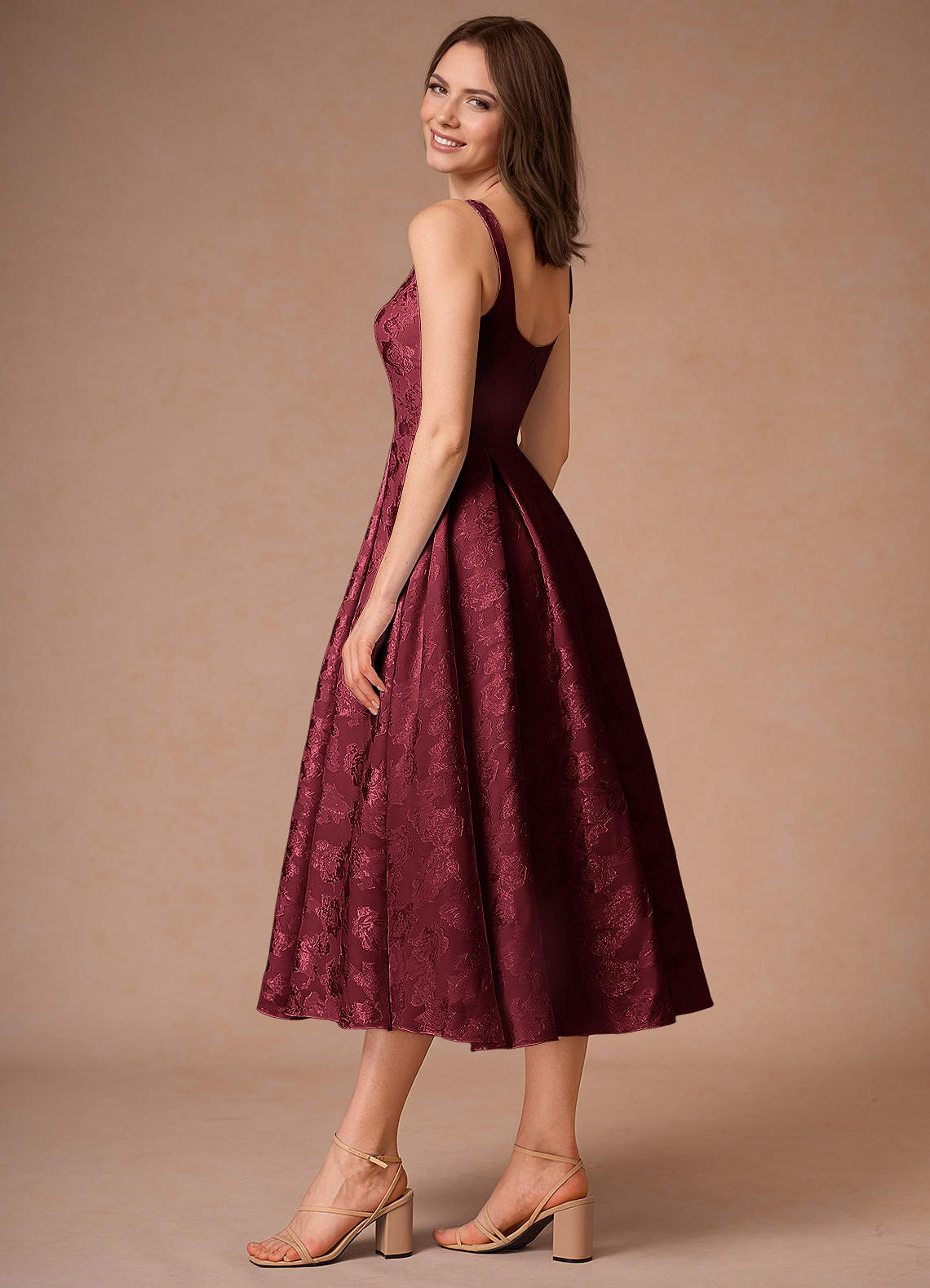 Briac Wine A-Line Midi Dress