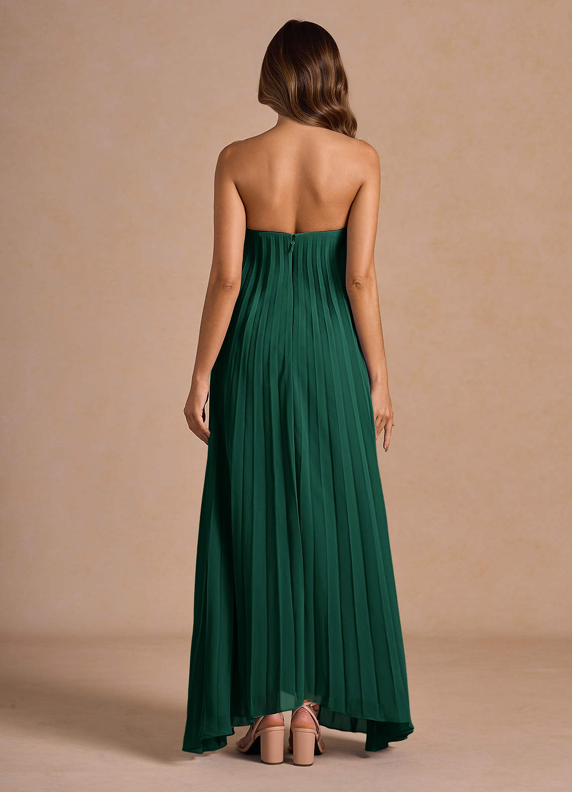 Nahla Emerald Allover Pleated Maxi Dress  Dress
