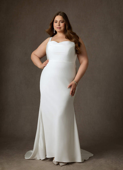 Diamond White Mermaid Crepe Back Satin Dress