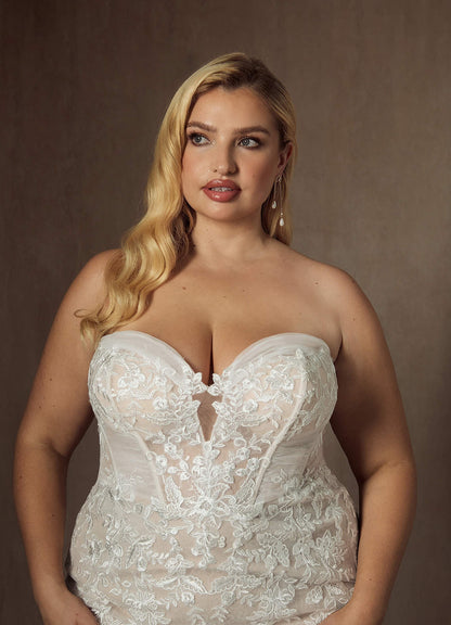 Diamond White Champagne Mermaid Sequins Tulle Dress