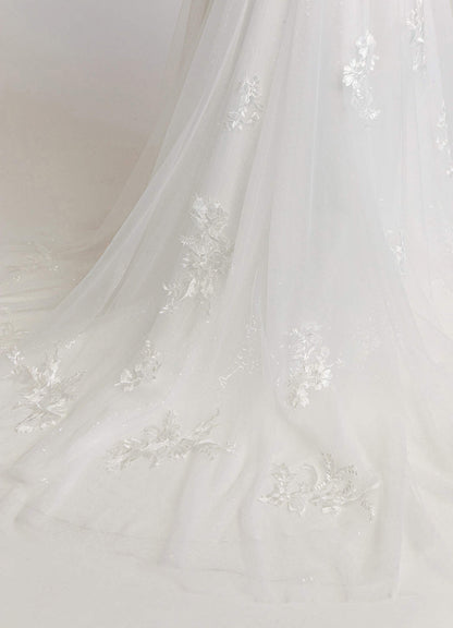 Diamond White A-Line Halter Sequins Tulle Dress