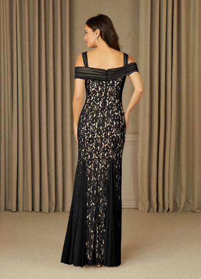 Black Mermaid Off the Shoulder Lace Dress