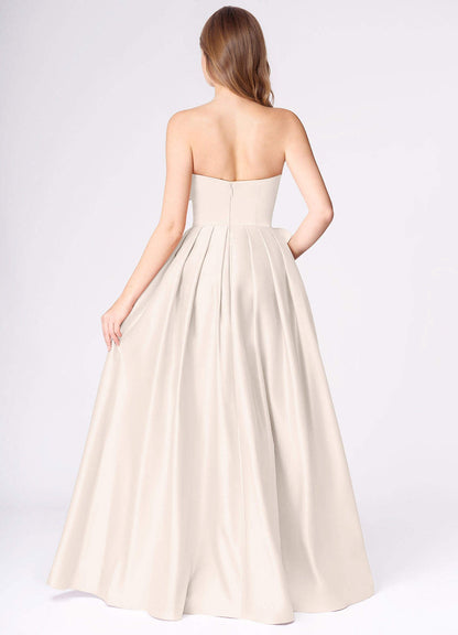 Miebow Cream Strapless Illusion V-Neck Gown  Dress