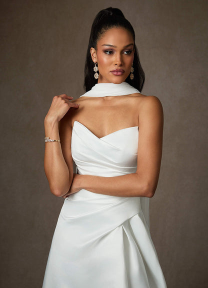 Diamond White A-Line Satin Dress