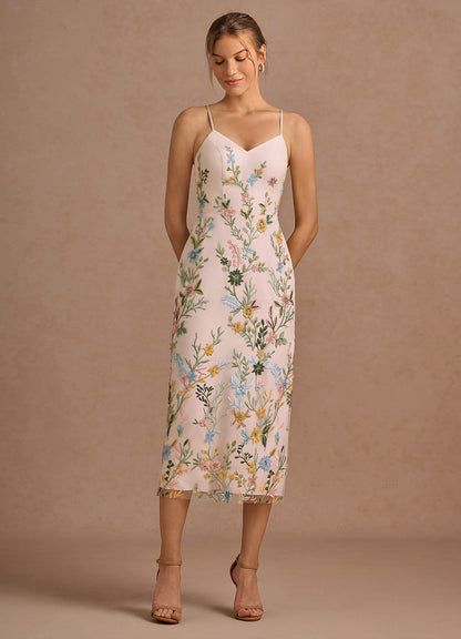 Delphine Blush Pink Multi Midi Dress