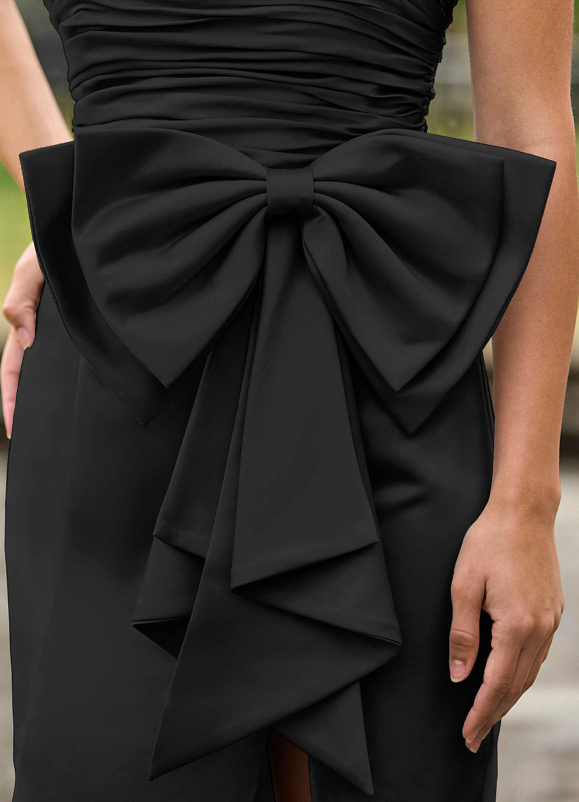 Elowen Black Sculpted Strapless Ruffle Prom Dress