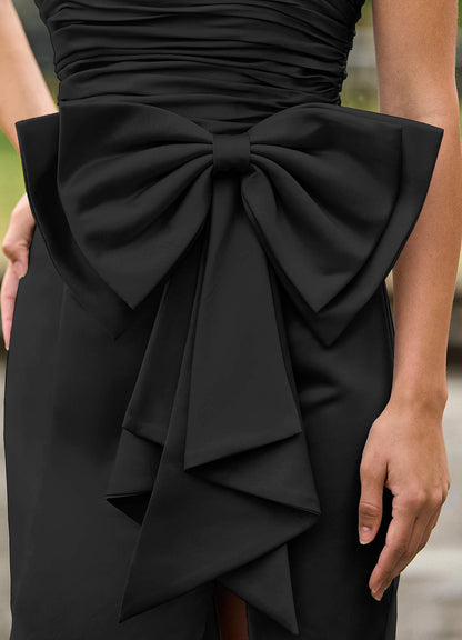 Elowen Black Sculpted Strapless Ruffle Prom Dress