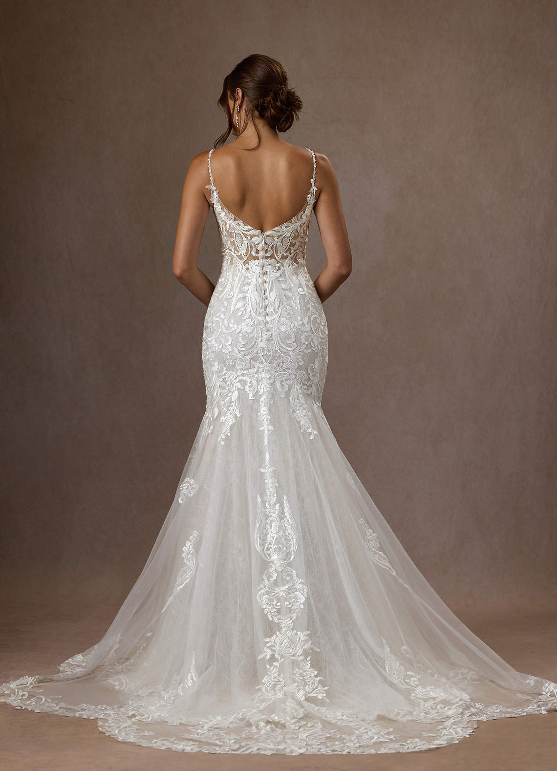 Diamond White Mermaid V-Neck Sequins Tulle Dress