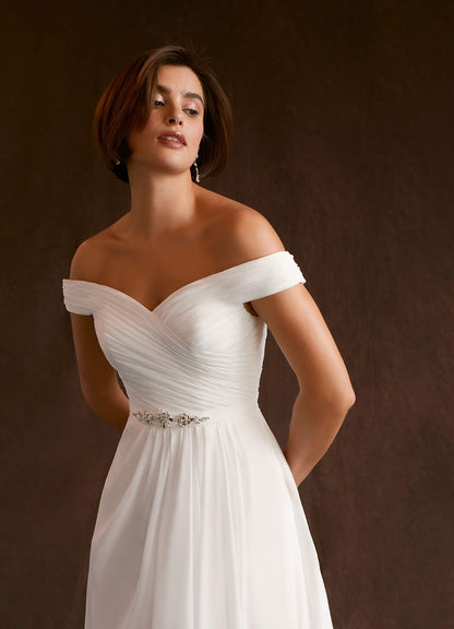 Diamond White A-Line Sequins Chiffon Dress