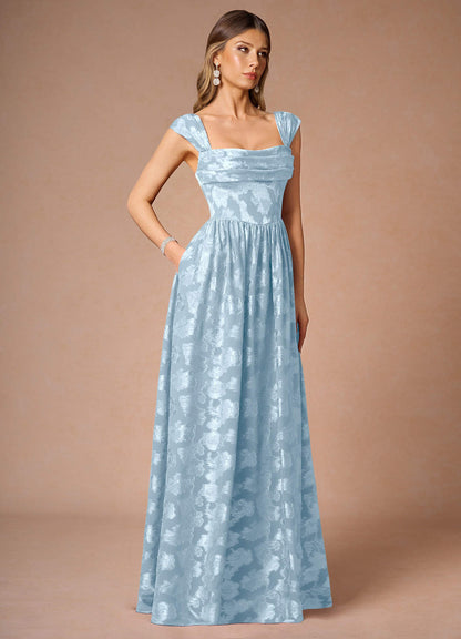Hazel Powder Blue Pleated Maxi Dress  Dress
