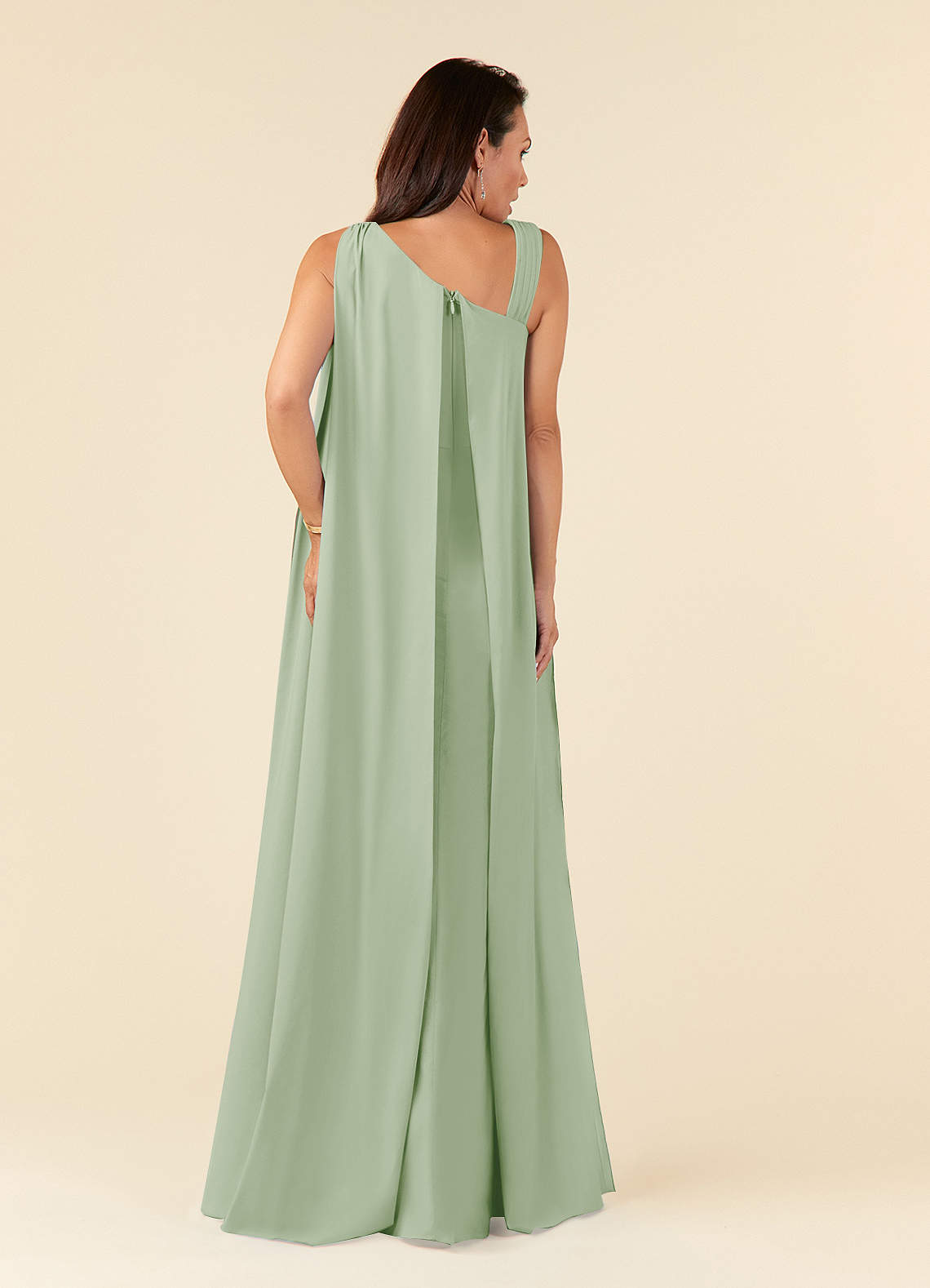 Dusty Sage Mermaid Pleated Stretch Chiffon Dress