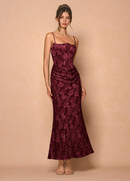 Ezrena Wine Maxi Dress