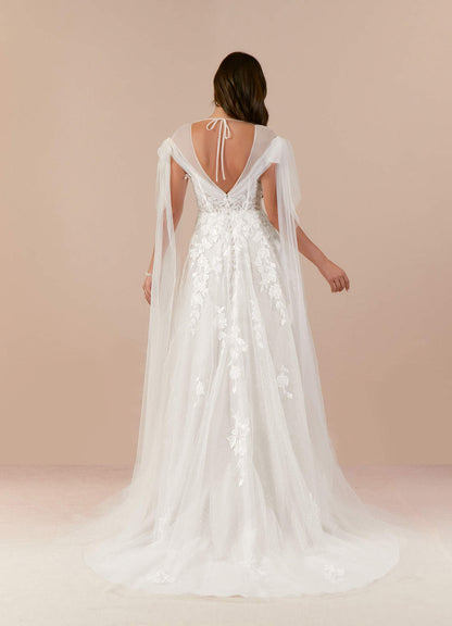 Diamond White A-Line Lace Tulle Dress