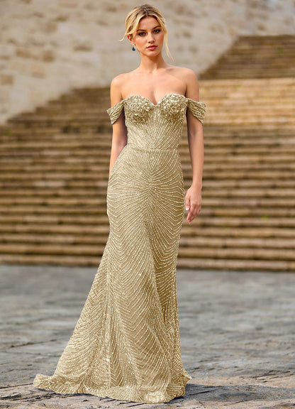 Juniper Champagne Lace Illusion Prom Dress