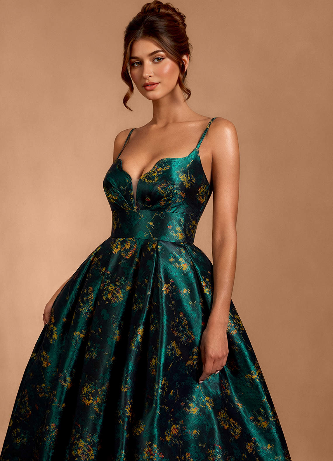 Maelie Deep Green Midi Dress  Dress