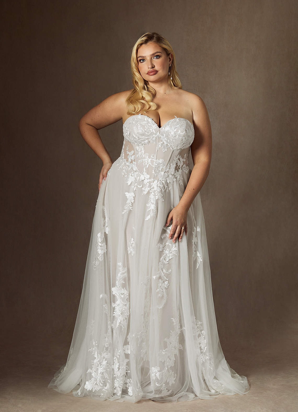 Diamond White A-Line Sequins Tulle Dress