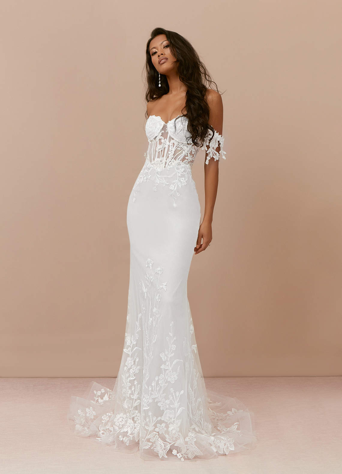 Diamond White A-Line Sequins Tulle Dress