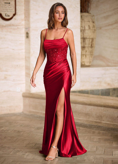 Starlit Red Cowl Neck Prom Dress
