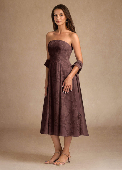 Espresso A-Line Pleated Floral Burnout Dress