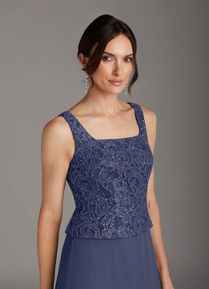 Stormy Sheath Square Neckline Sequins Chiffon Dress