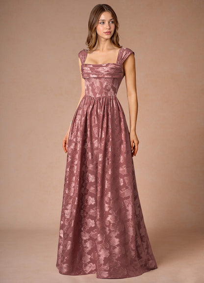 Hazel Vintage Rose Pleated Maxi Prom Dress  Dress