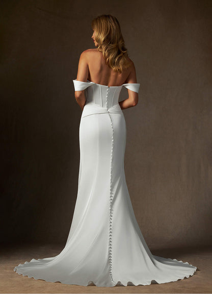 Diamond White Mermaid Strapless Stretch Satin Dress