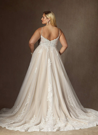 Diamond White Champagne A-Line Sequins Tulle Dress