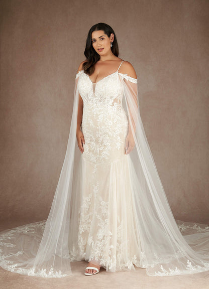 Diamond White Mermaid V-Neck Sequins Tulle Dress