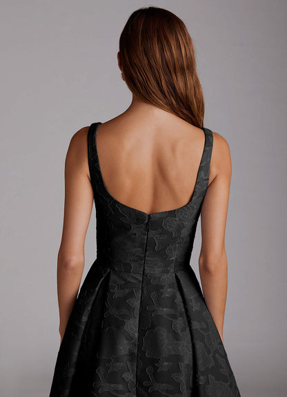 Amalie Black A-Line Midi Dress