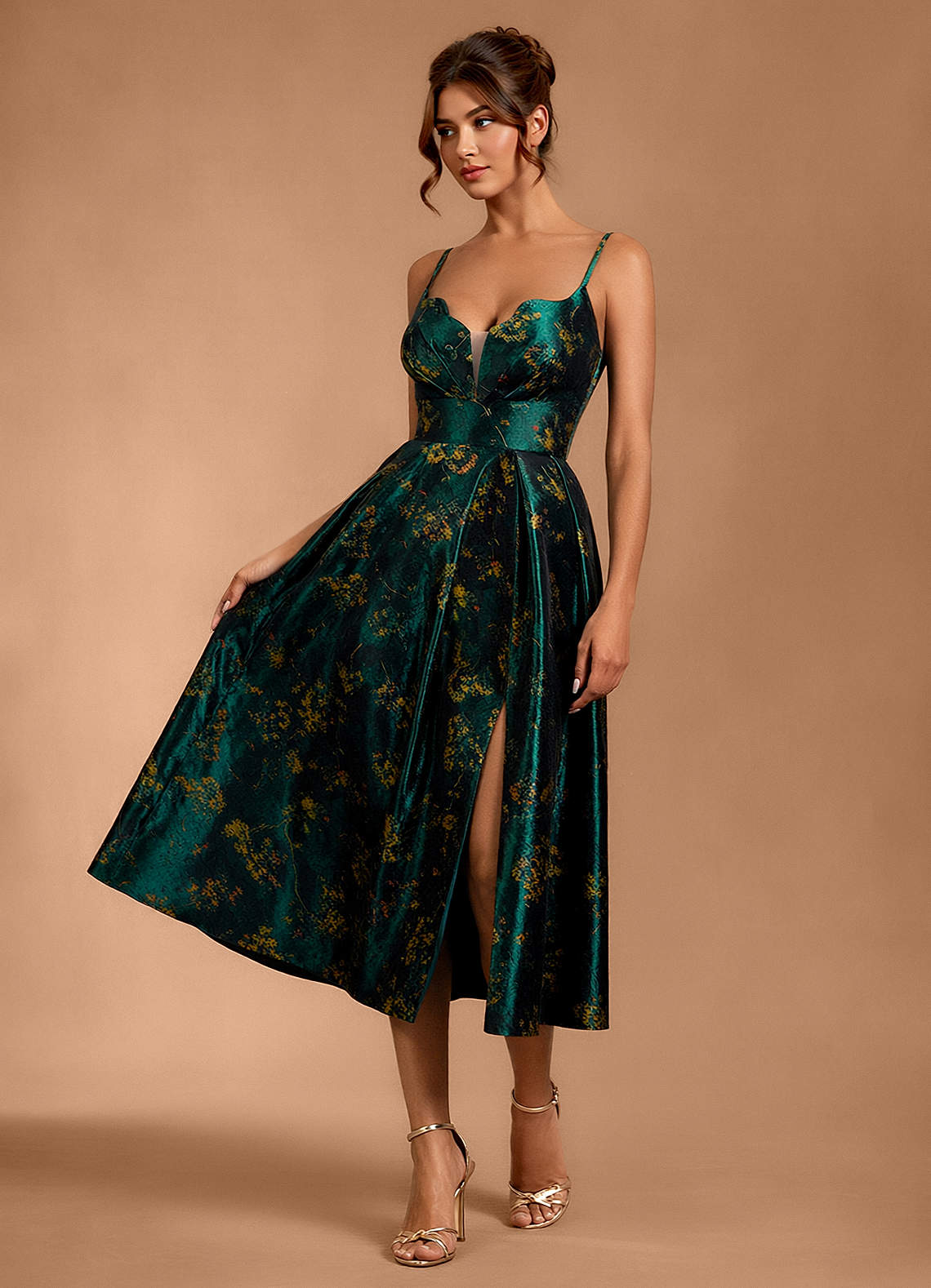 Maelie Deep Green Midi Dress  Dress