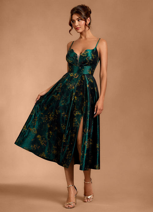 Maelie Deep Green Midi Dress  Dress
