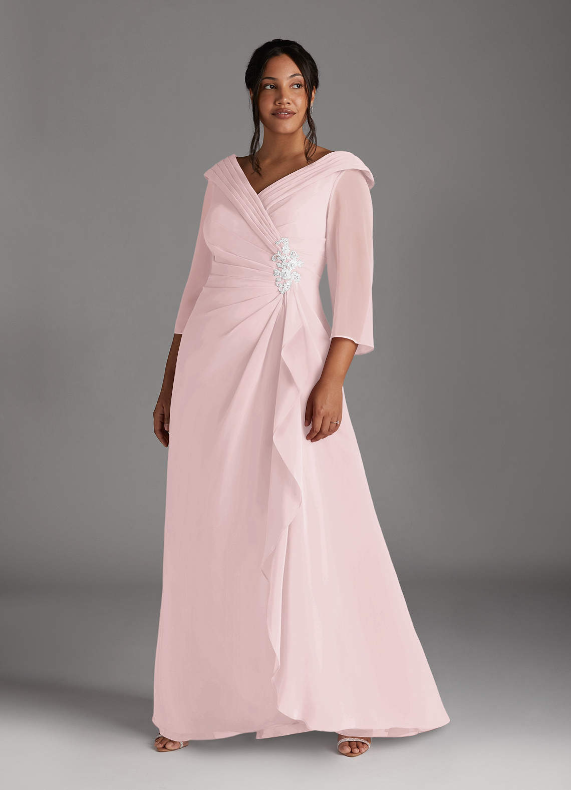 Blushing Pink A-Line Chiffon Dress