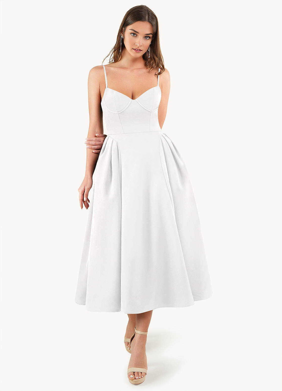 Doris White Strappy Midi Dress  Dress