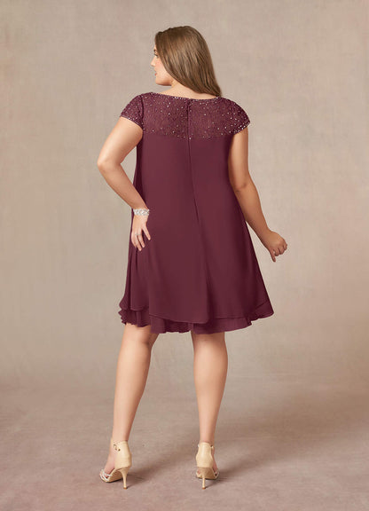 Cabernet Empire Sequins Chiffon Dress