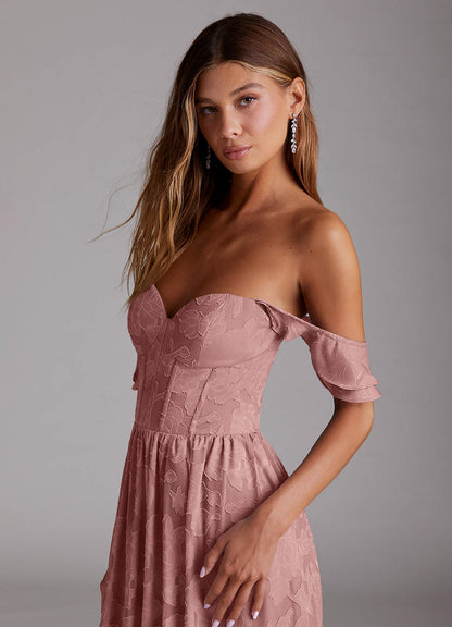 Candice Light Pink Corset Maxi Dress