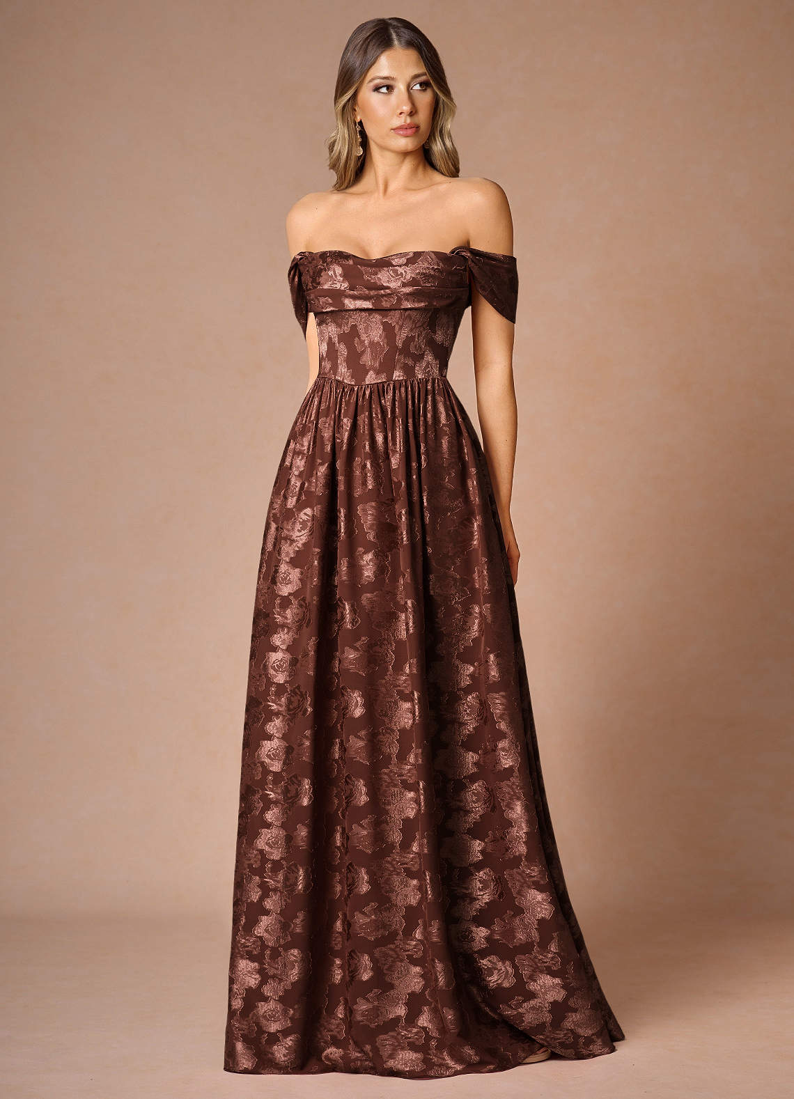 Hazel Mocha Coco Pleated Maxi Dress  Dress