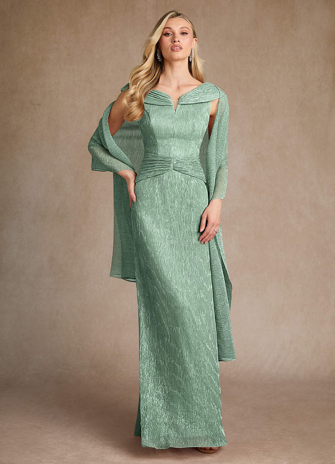 Aquamarine A-Line Pleated Metallic Mesh Dress