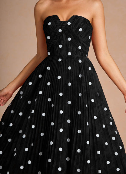 Lyanna Black White Pleated Mini Dress