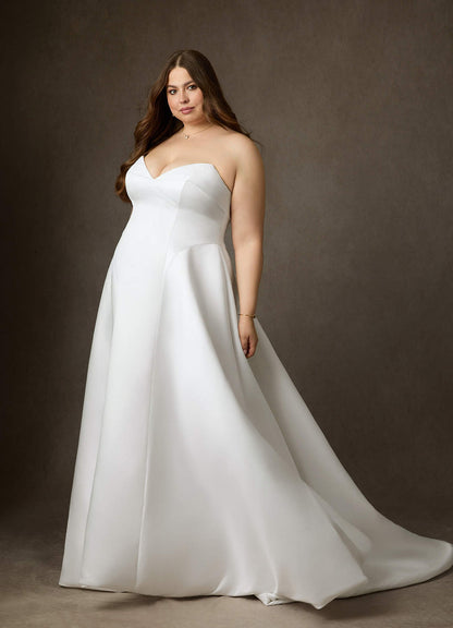 Diamond White A-Line Strapless Satin Dress