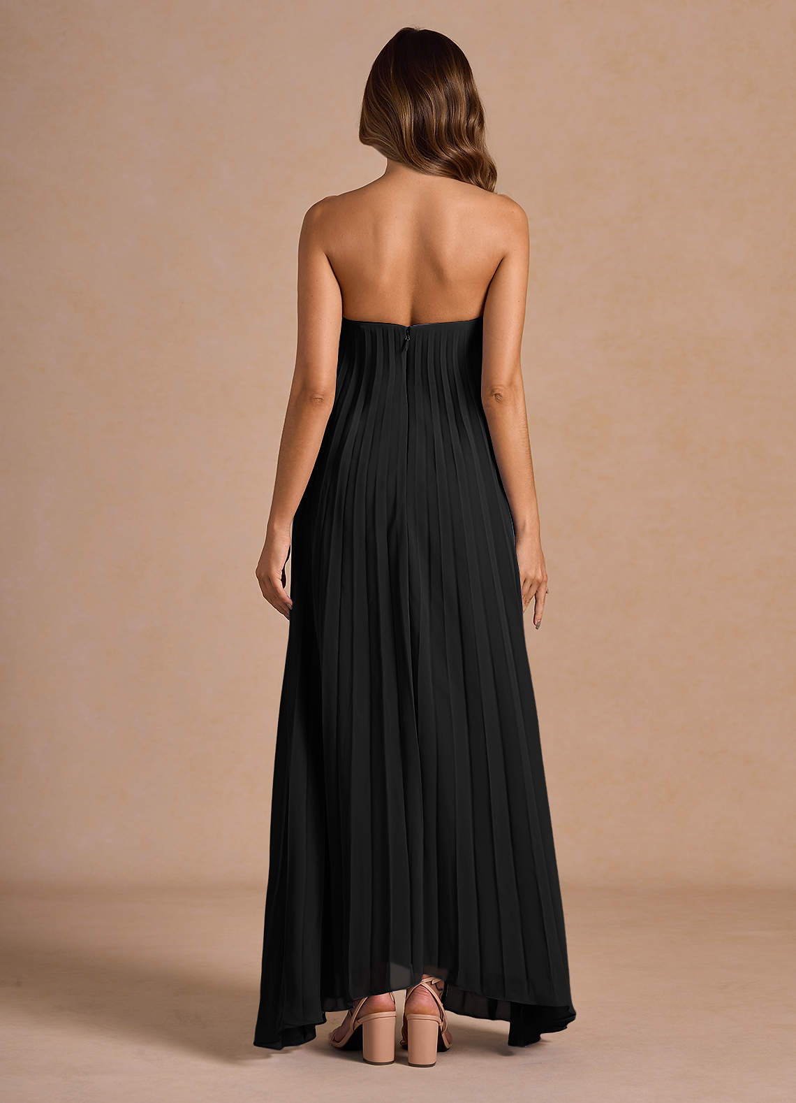 Nahla Black Allover Pleated Maxi Dress  Dress