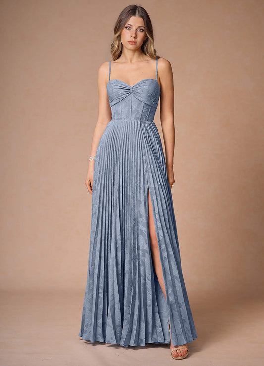 Akiko Powder Blue Pleated Maxi Dress