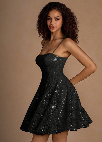 Xenia Black Sequin Mini Dress  Dress
