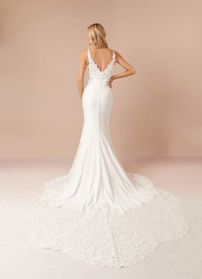 Diamond White Mermaid Sequins Stretch Crepe Dress