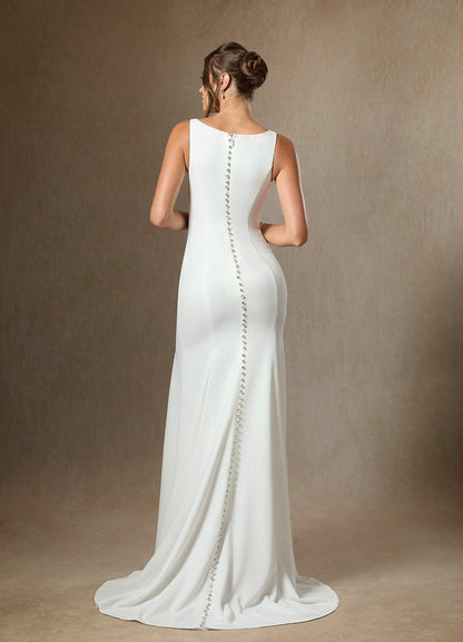 Diamond White Nude Mermaid Side Slit Tulle Dress