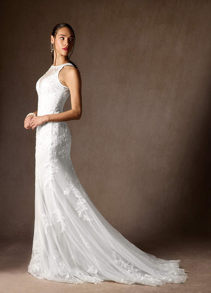 Diamond White Mermaid Sequins Tulle Dress