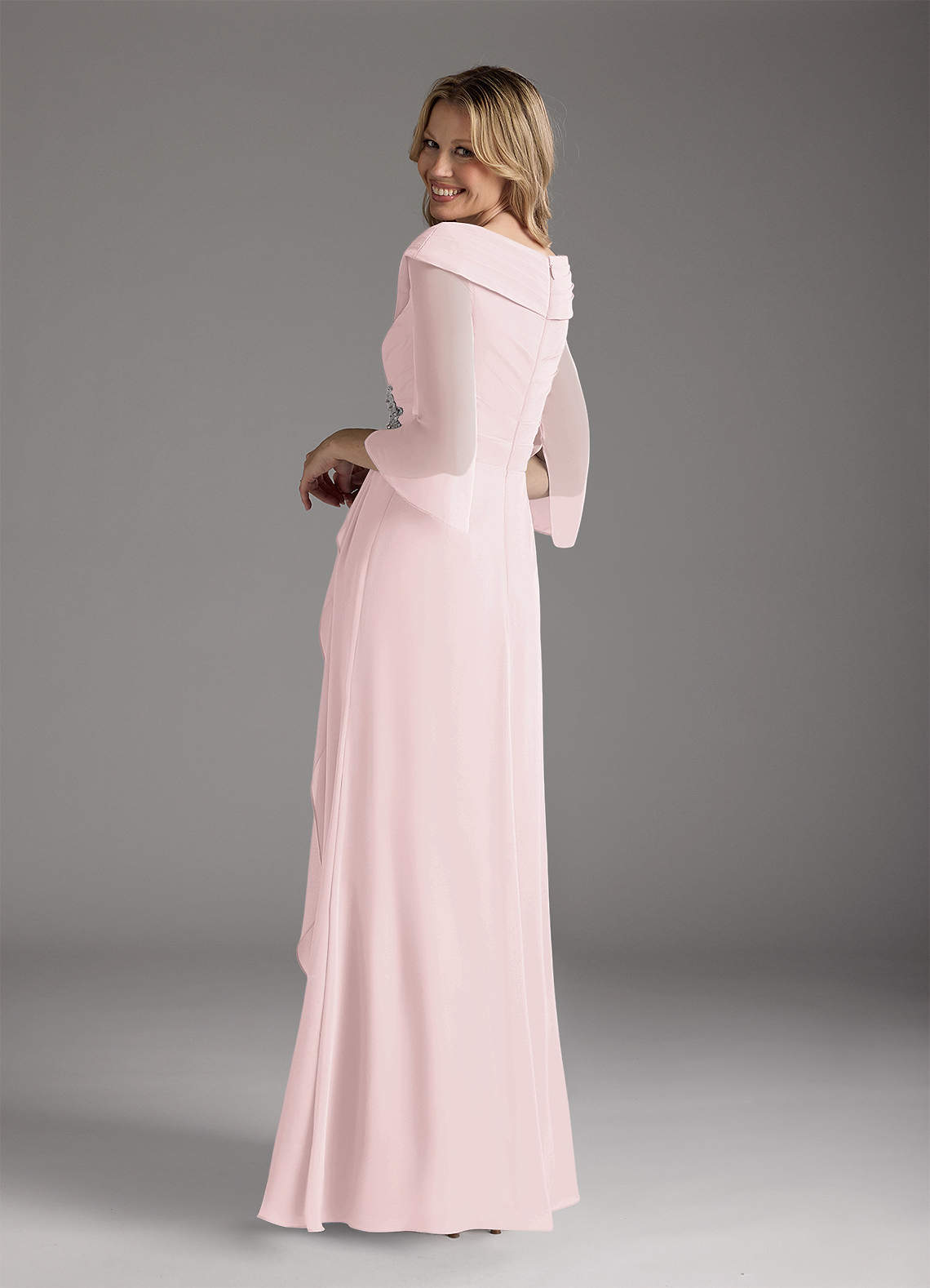 Blushing Pink A-Line Chiffon Dress