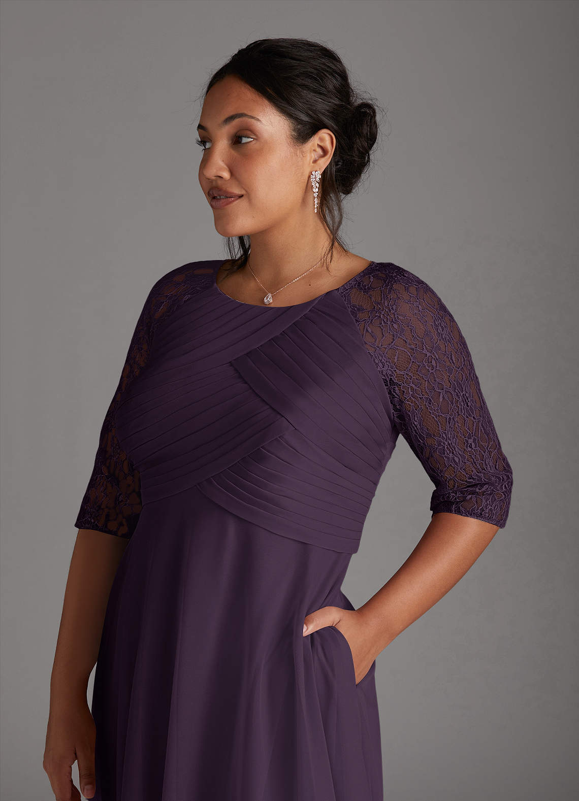 Plum A-Line Lace Dress